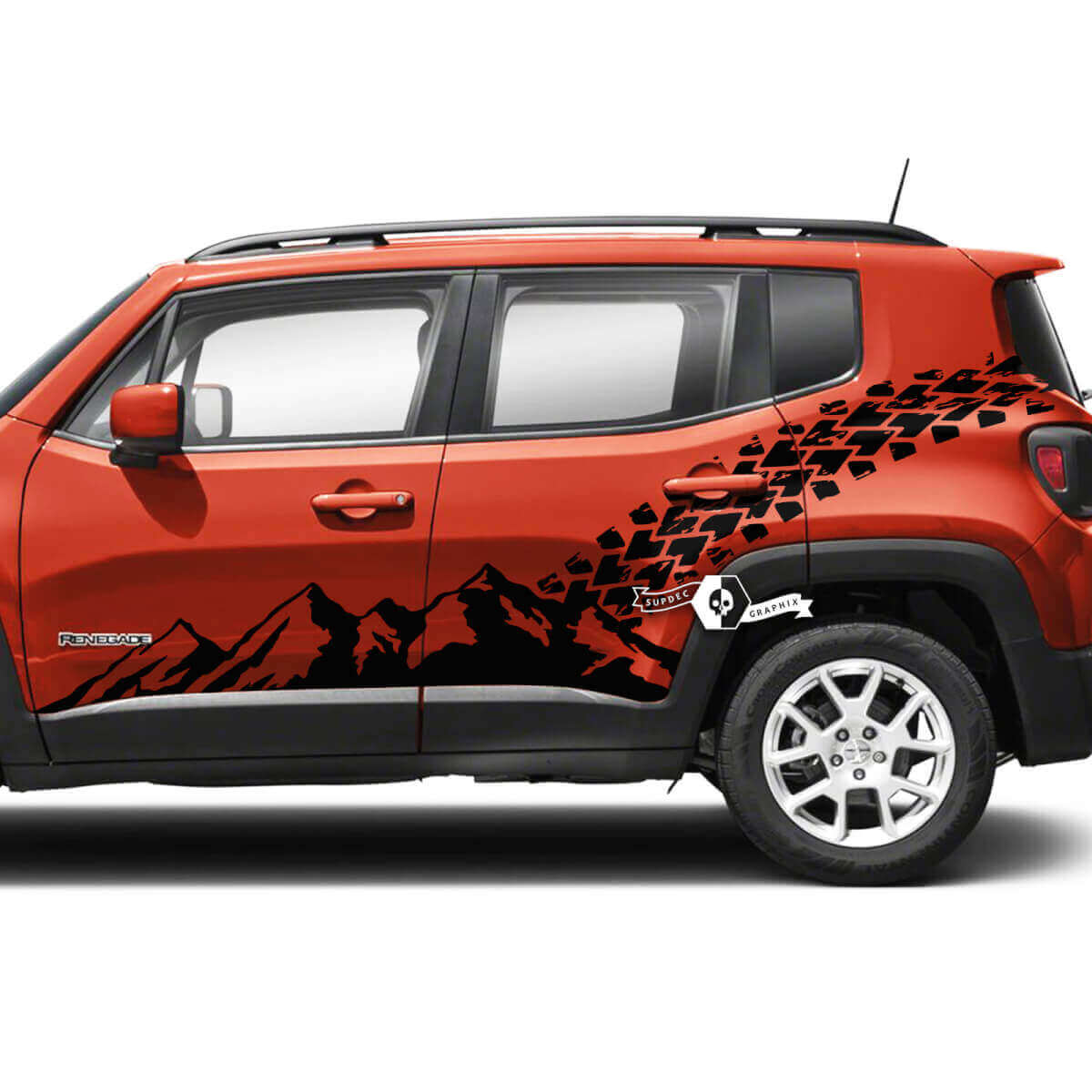 Paar Jeep Renegade Türen Mountain Side Stripe Heck Kotflügel Reifen Spur Trim Grafik Vinyl Aufkleber Sticker

