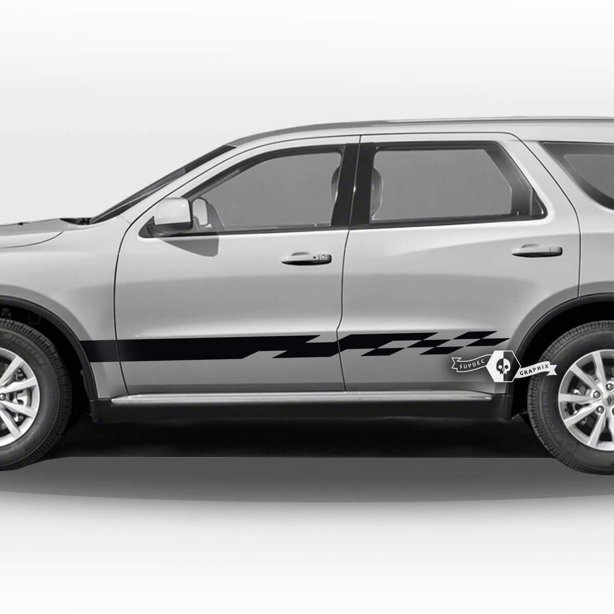 Paar Dodge Durango Seitentüren Rocker Panel Trim Schachbrett Flagge Streifen Aufkleber Vinyl Aufkleber
