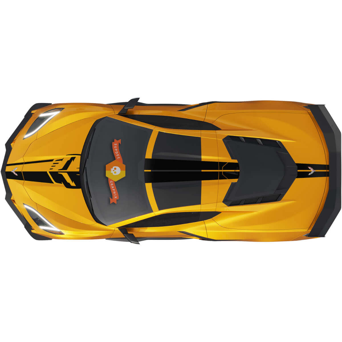 Rennstreifen Vollflächiger Seiten-Vinylaufkleber für Chevrolet Corvette C8