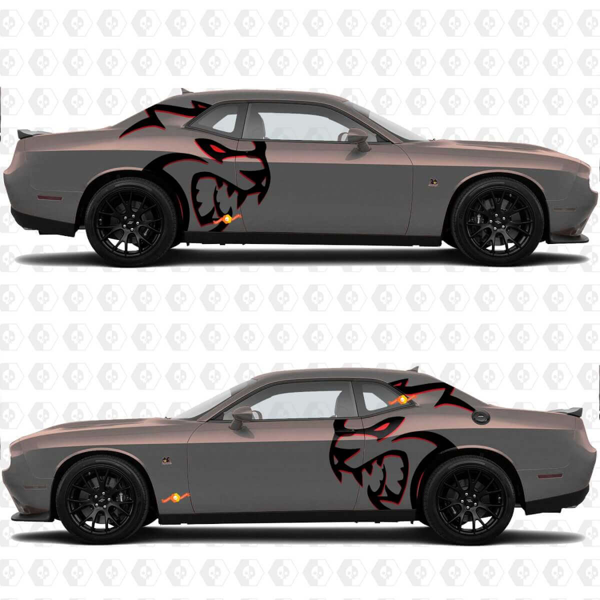 Zwei Farben Seitenaufkleber Aufkleber für Dodge Challenger Hellcat Red Eye Redeye oder Ladegerät
