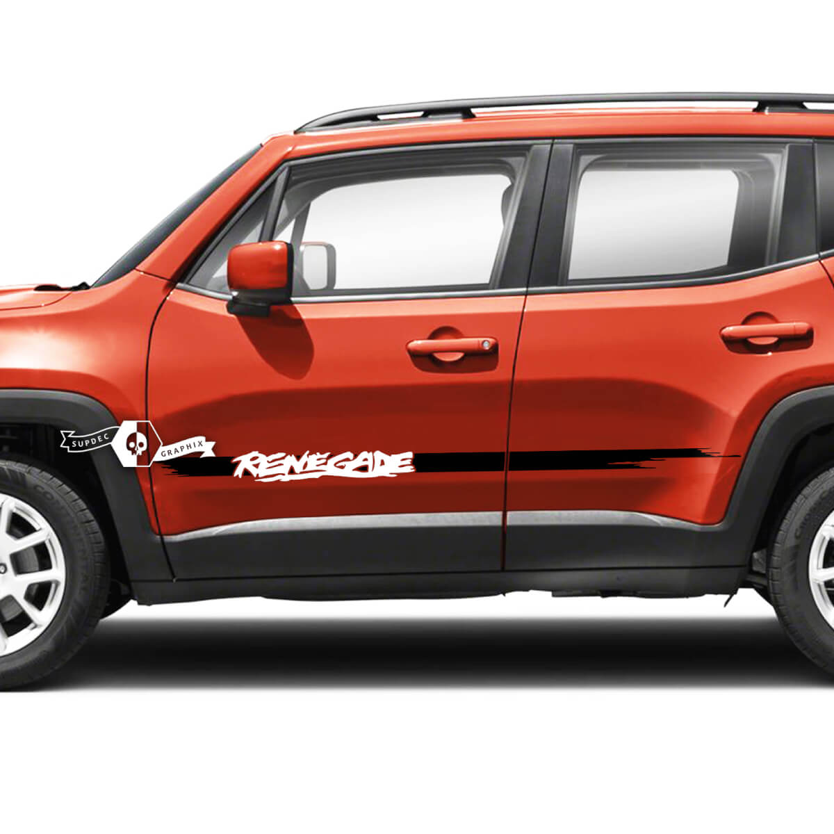 Paar Jeep Renegade Doors Side Graphic Battered Stripe Vinyl Aufkleber Aufkleber Streifen 2 Farben
