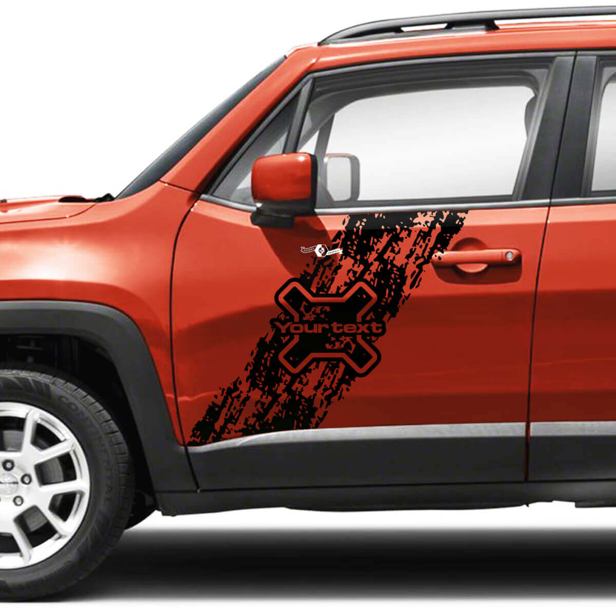 Paar Jeep Renegade Doors Side Graphic Battered Destroyed Splash Logo Vinyl Aufkleber Aufkleber Streifen
