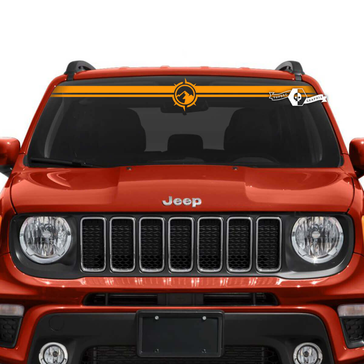 Grafik Berge Kompass Vinyl Aufkleber 2 für Jeep Renegade Windschutzscheibe Fenster
