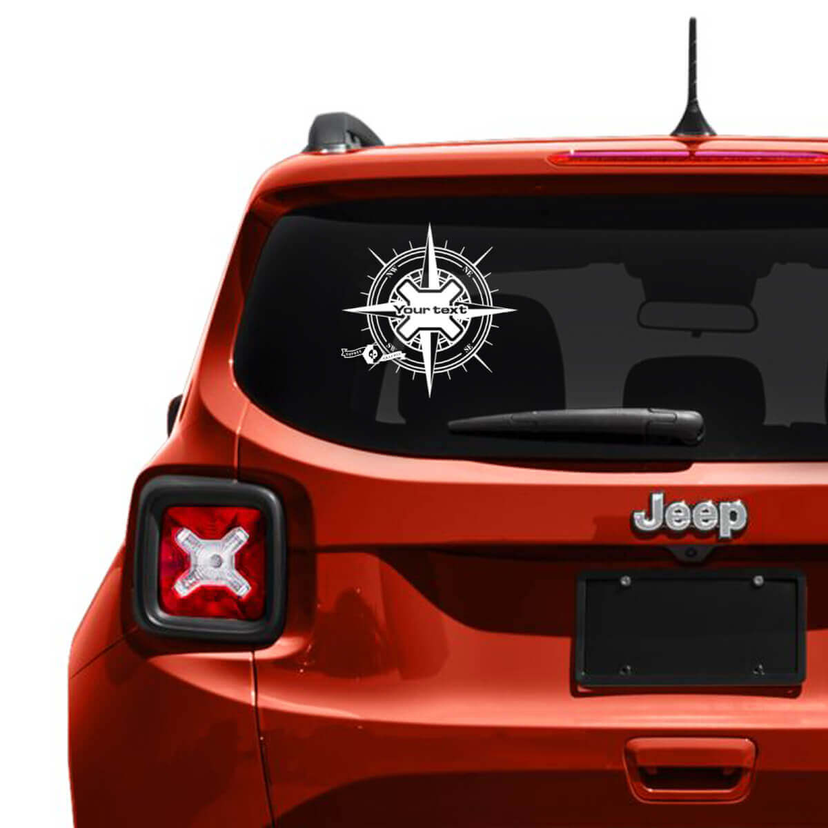 Benutzerdefinierter Schriftzug Kompass Heckklappenfenster Vinylaufkleber für Jeep Renegade