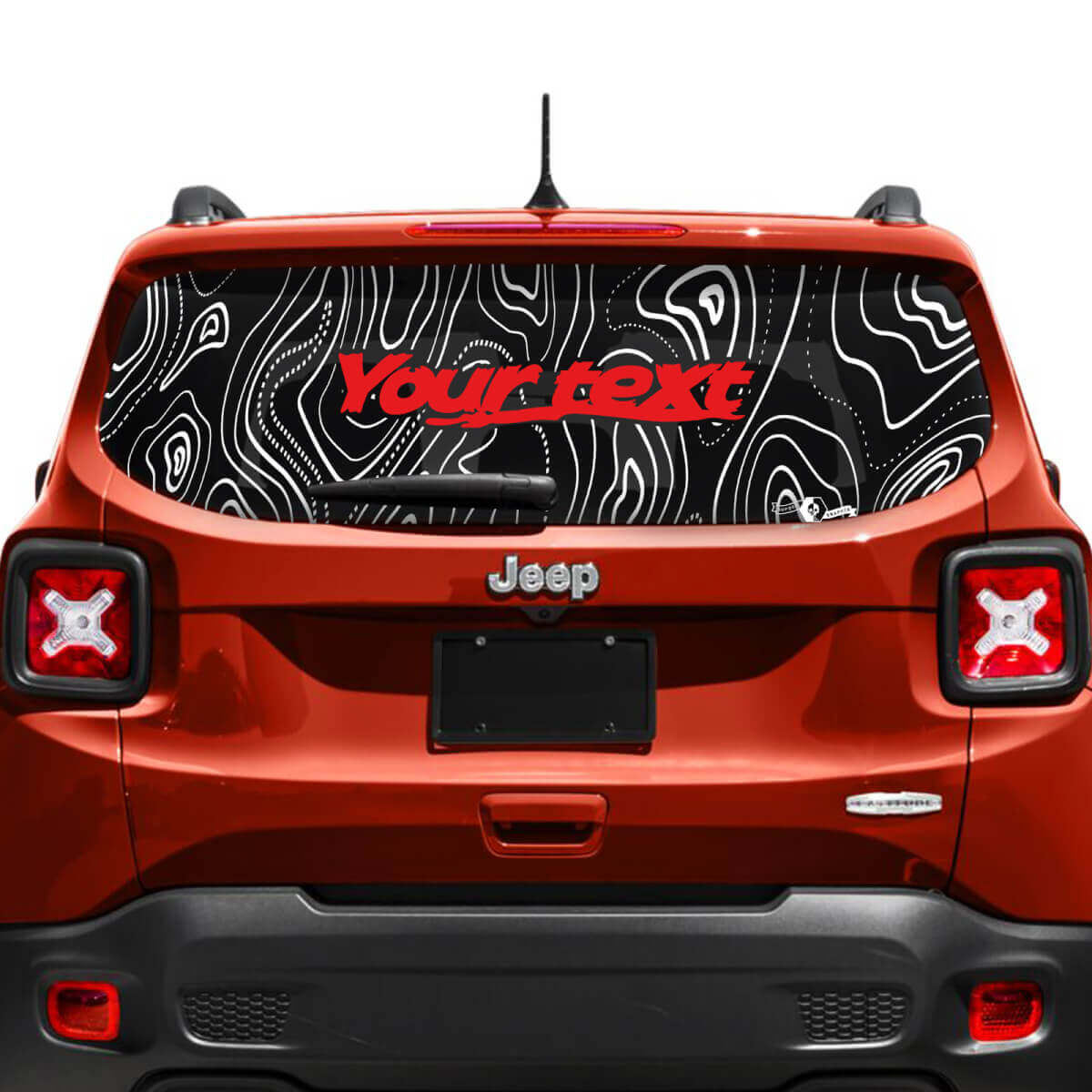 Individuelle Aufschrift Topografische Karte Heckklappenfenster Vinyl Aufkleber 2 Farben für Jeep Renegade