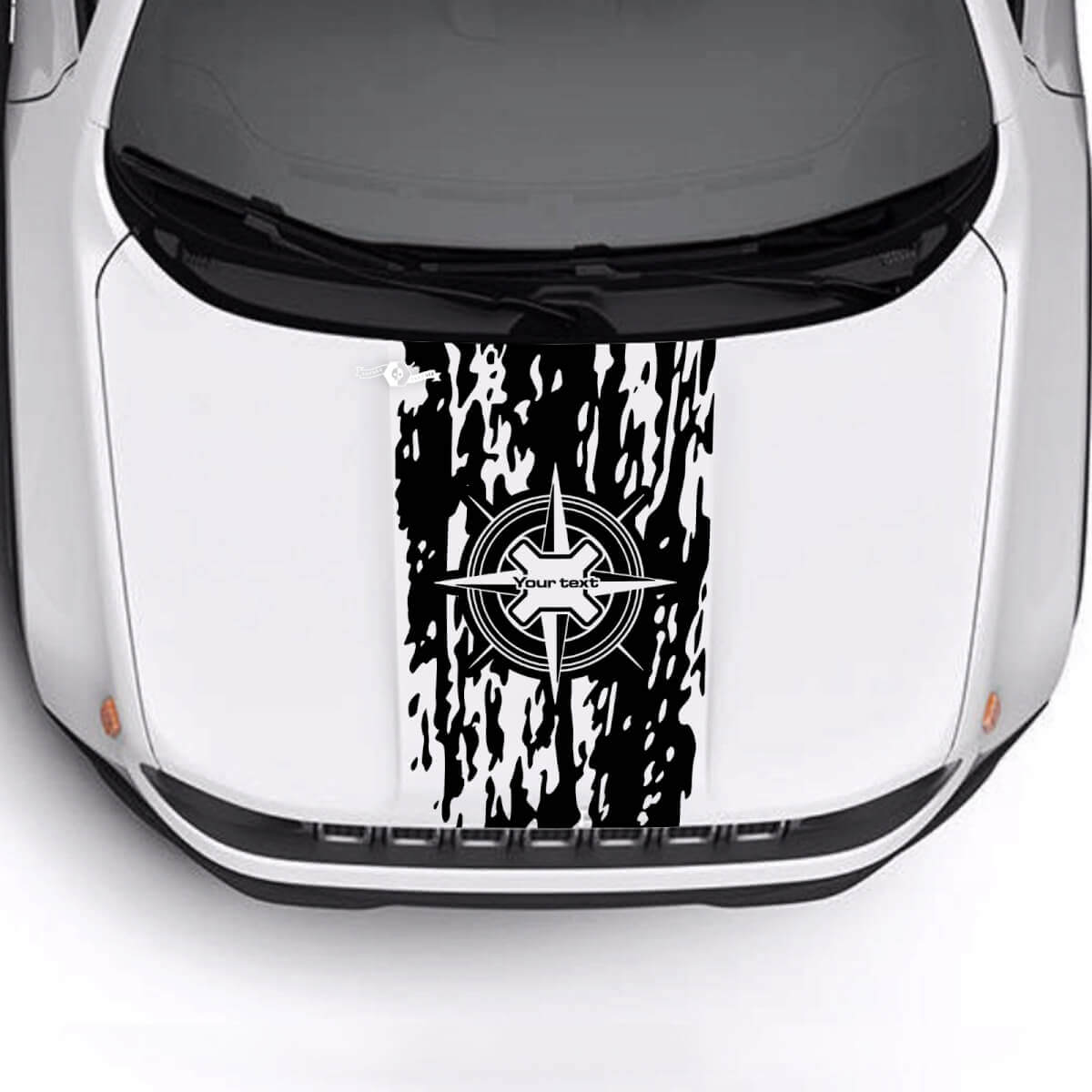 Benutzerdefinierter Text Kompass Verbeult Zerstört Fahne Motorhaube Vinylaufkleber für Jeep Renegade Trailhawk