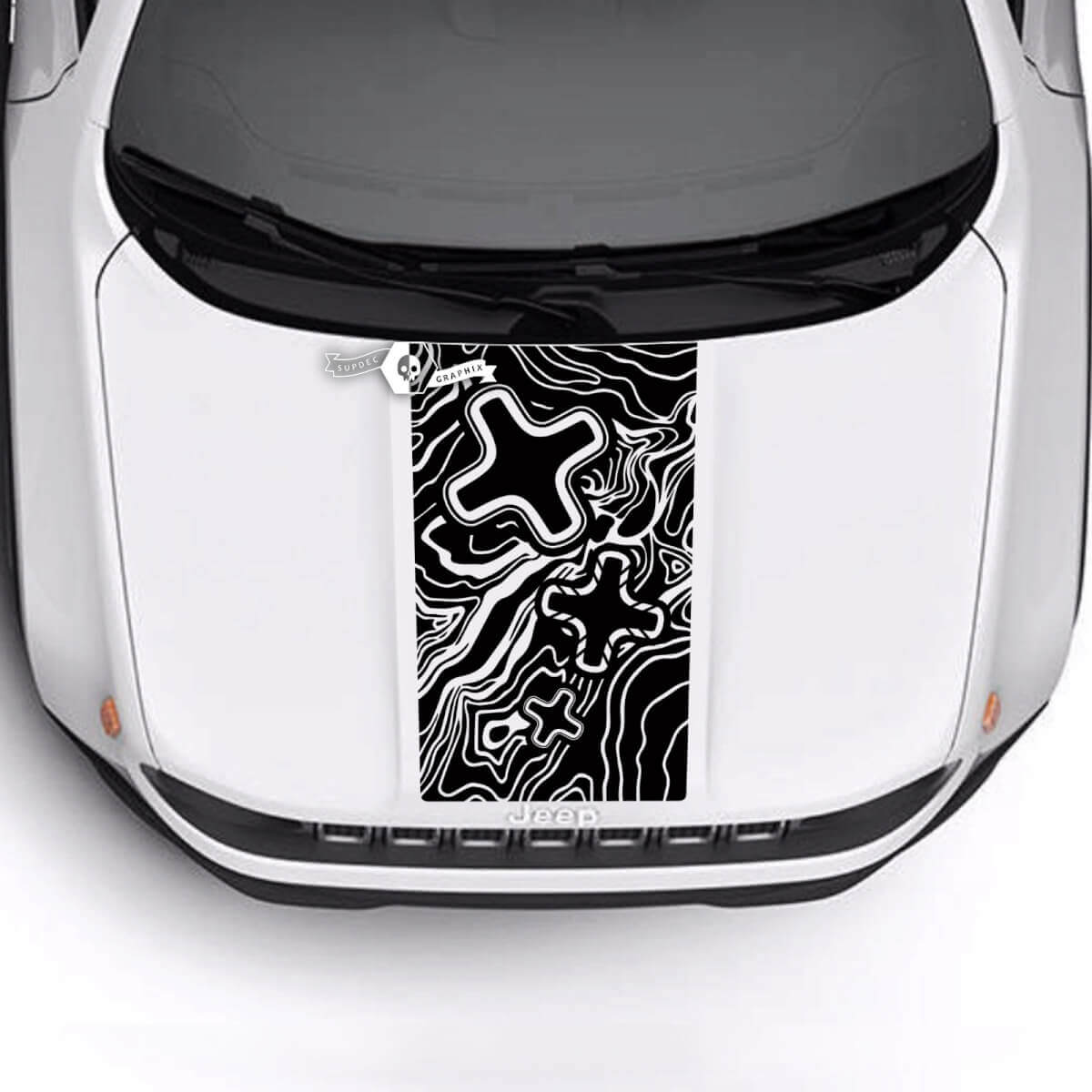 Jeep Renegade Trailhawk Sport Topographic Map Hood Stripe Vinyl Aufkleber Aufkleber
