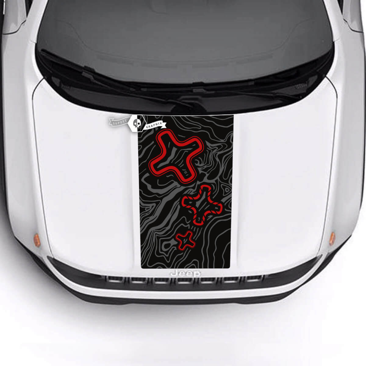 Jeep Renegade Trailhawk Sport Topografische Karte Logo Hood Stripe Vinyl Aufkleber Aufkleber 3 Farben
