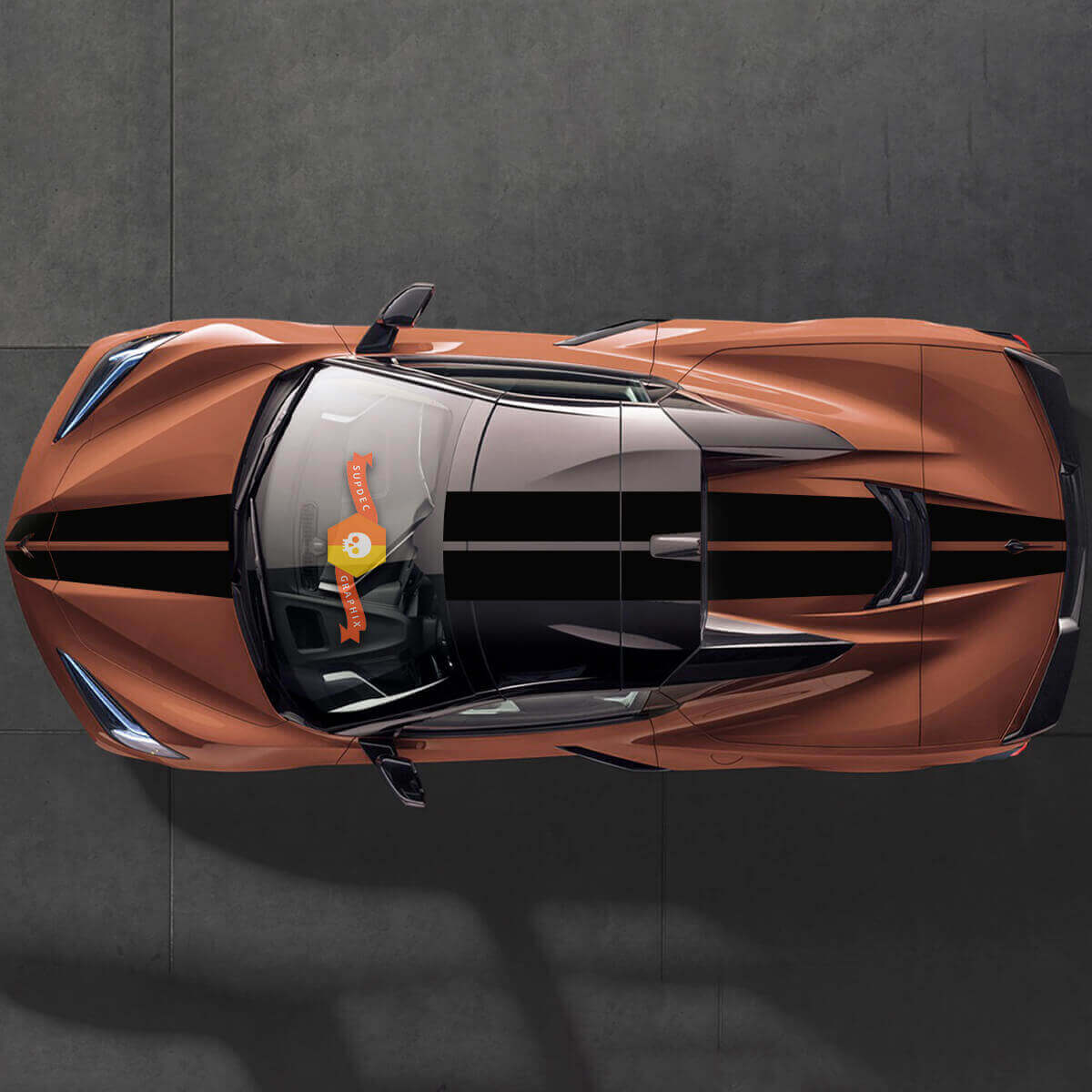 Duales Rennstreifen-Topside-Vinyl-Aufkleber-Kit für Chevrolet Corvette C8