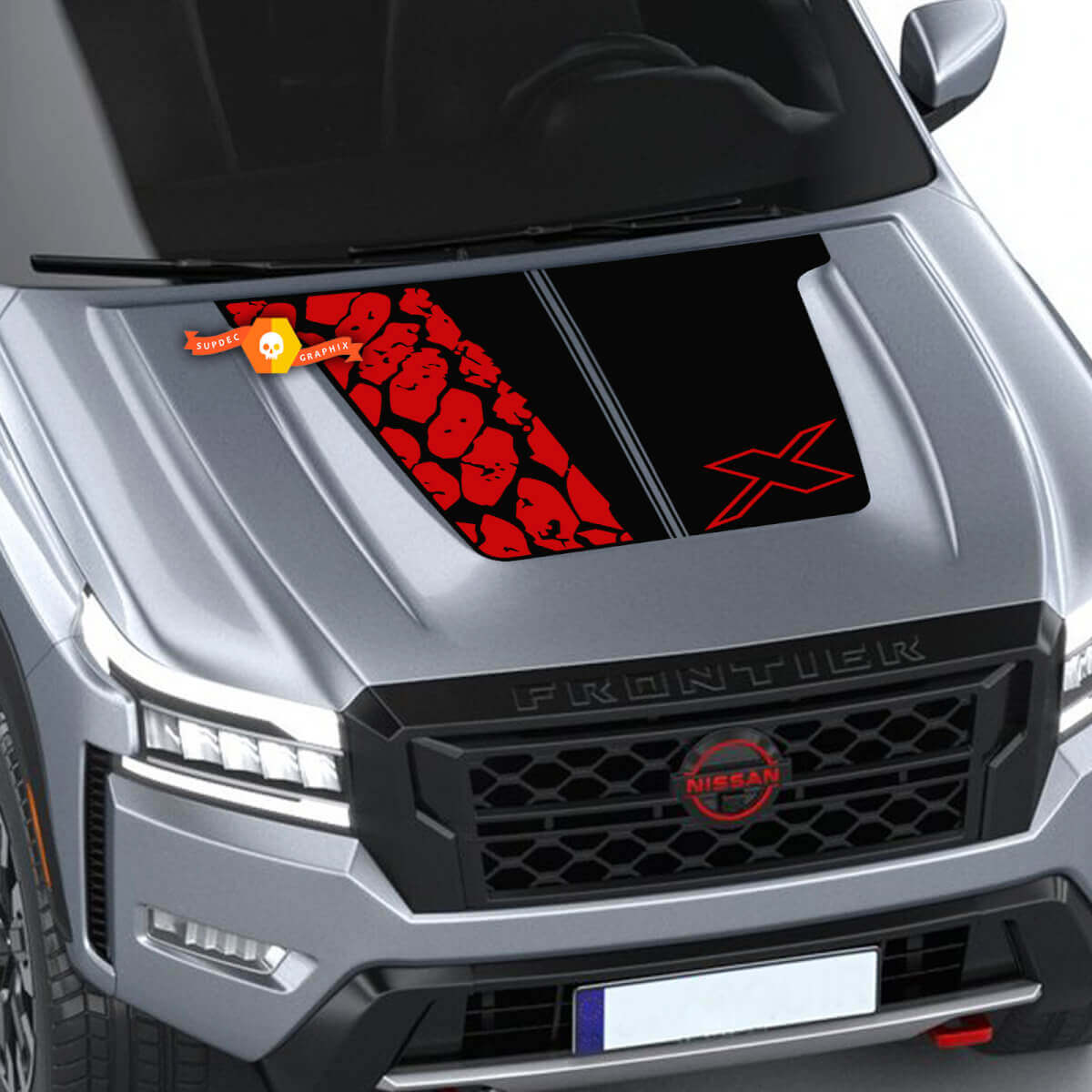 Motorhaube NISSAN Frontier Reifen Track X Logo Vinyl Aufkleber Aufkleber 4x4 Grafiken Nismo 2 Farben
