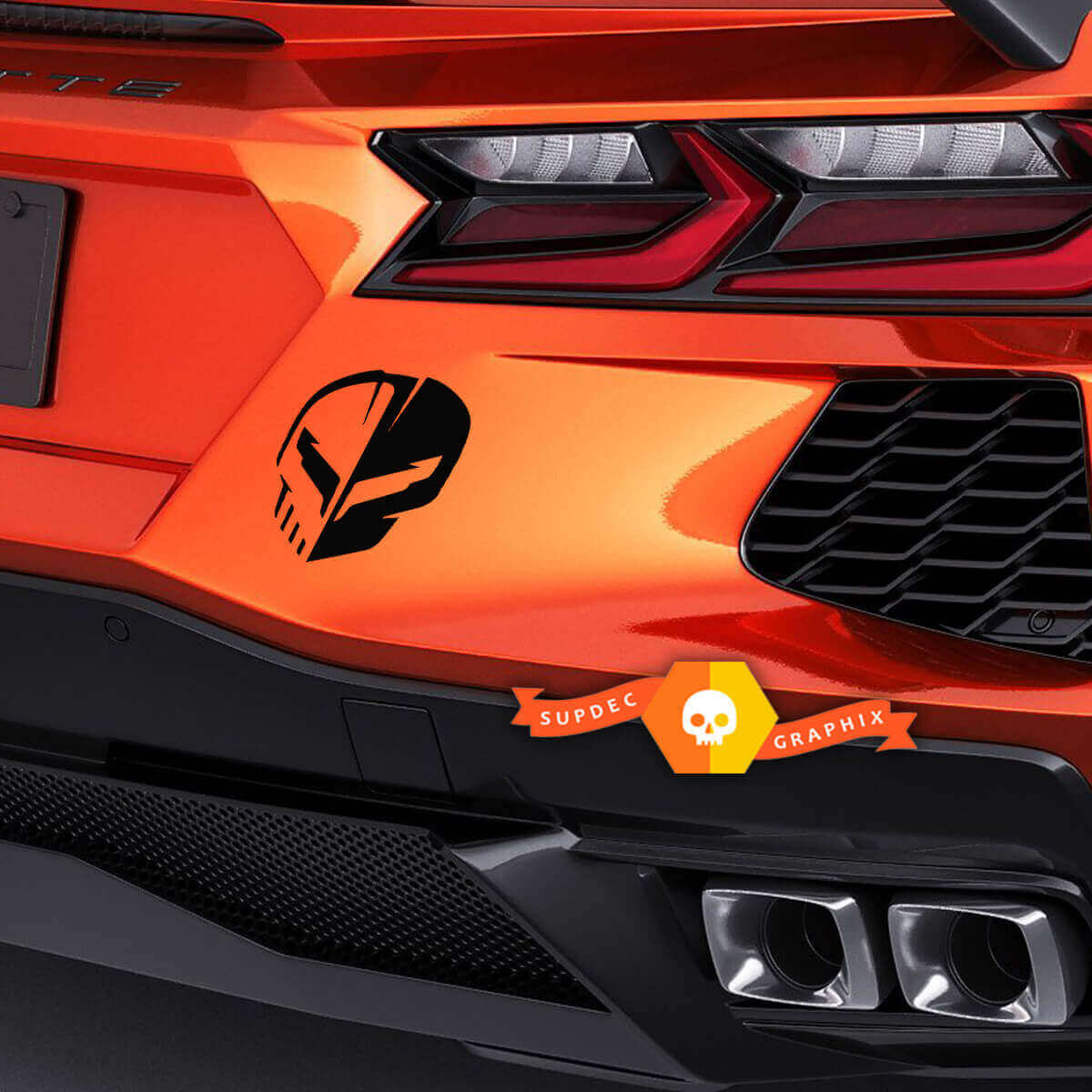 Jake Skull Vinyl-Aufkleber für die hintere Stoßstange des Chevrolet Corvette C8 Z06