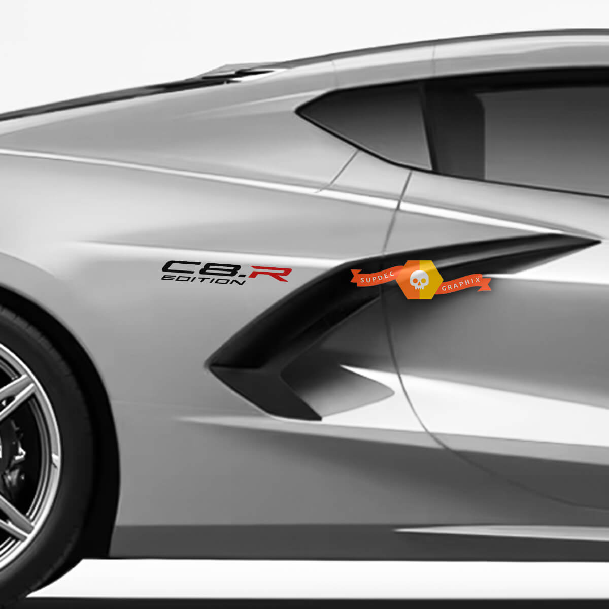 Paar Chevrolet CorvetteZ51 C8-R Edition Racing Vinyl-Aufkleber für den hinteren Kotflügel, 2 Farben
 2