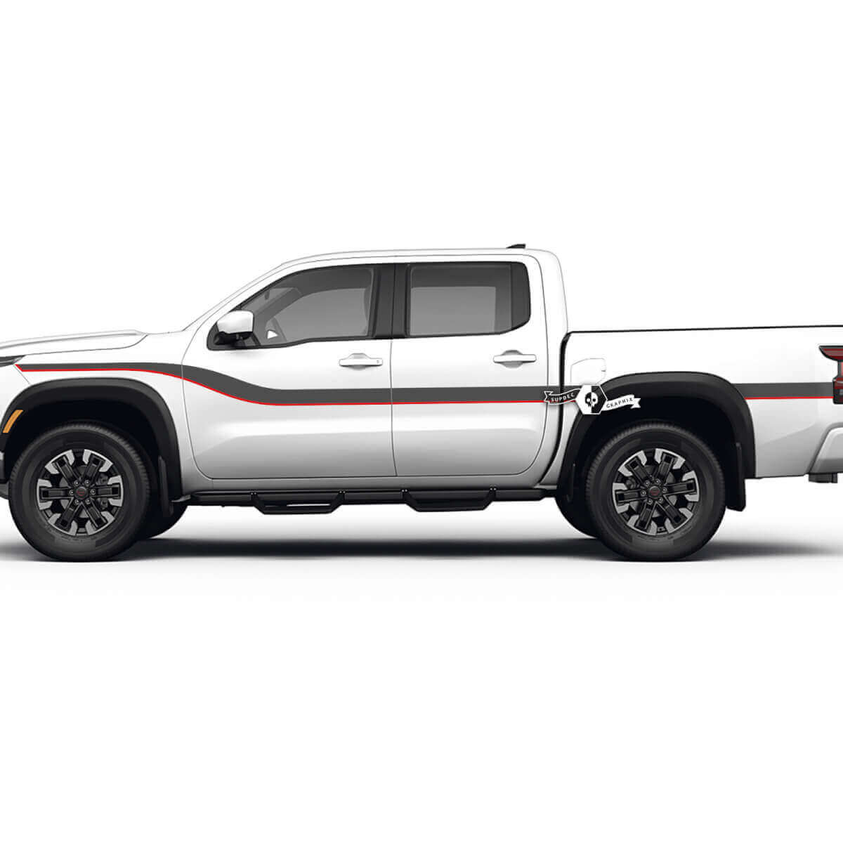 Zwillingsgeschwungene Seitenstreifen Vinyl-Aufkleber-Set für Nissan Frontier