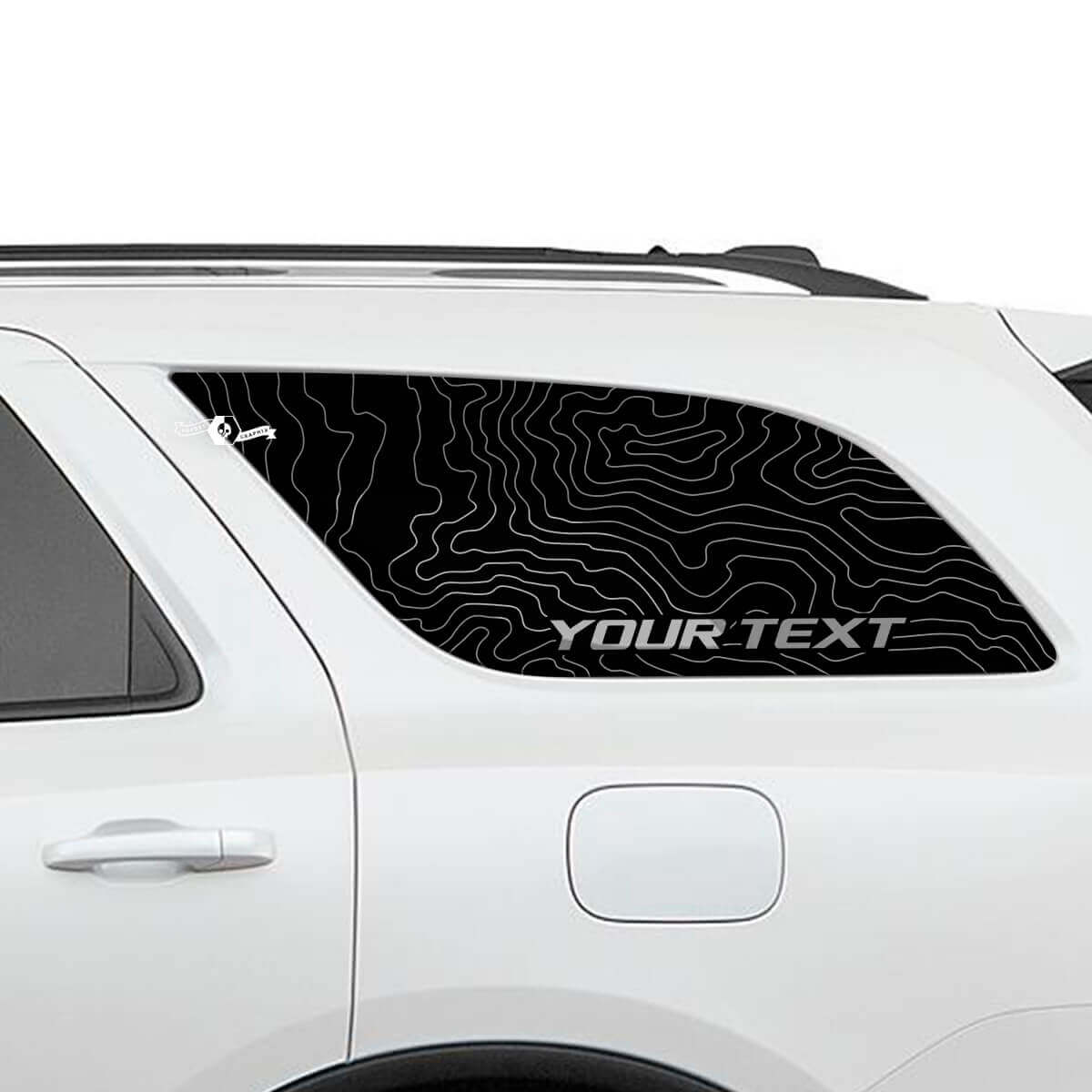 Topografische Karte Heckseitenscheibe Vinylaufkleber Paar für Dodge Durango