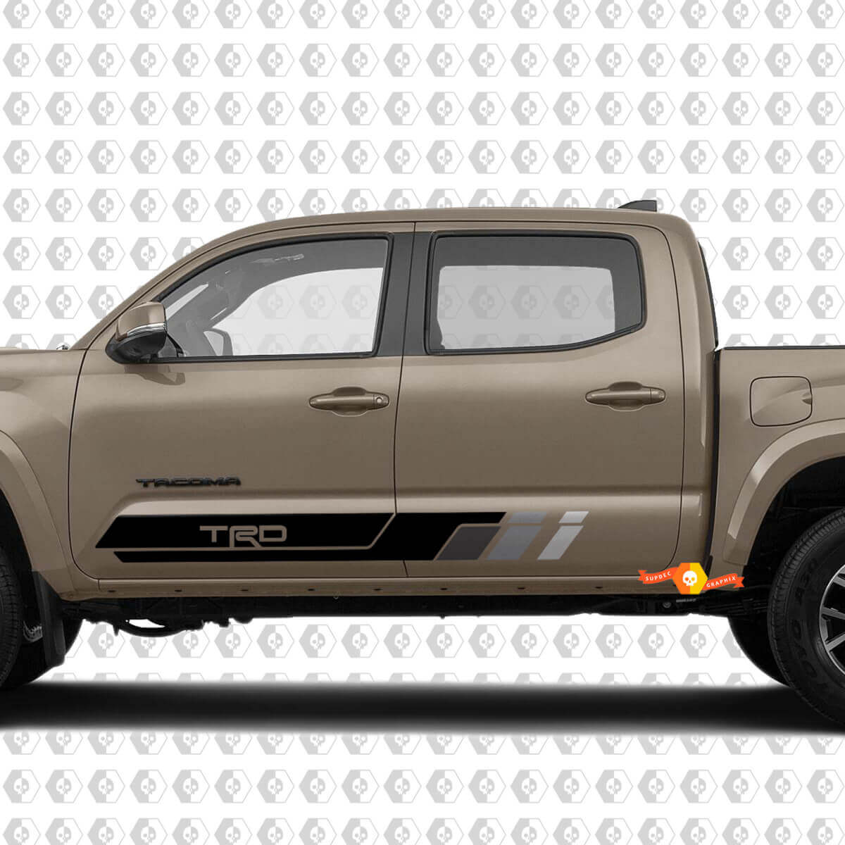 2 TRD Tacoma Seitentüren Streifen Rocker Panel Vinyl Aufkleber Aufkleber Kit für Toyota Tacoma
