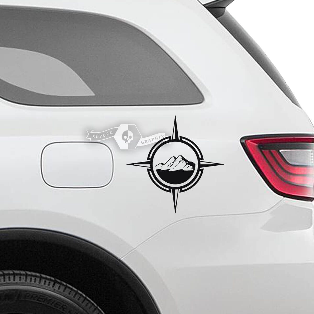 Paar Dodge Durango Side Mountains Logo-Aufkleber aus Vinyl
