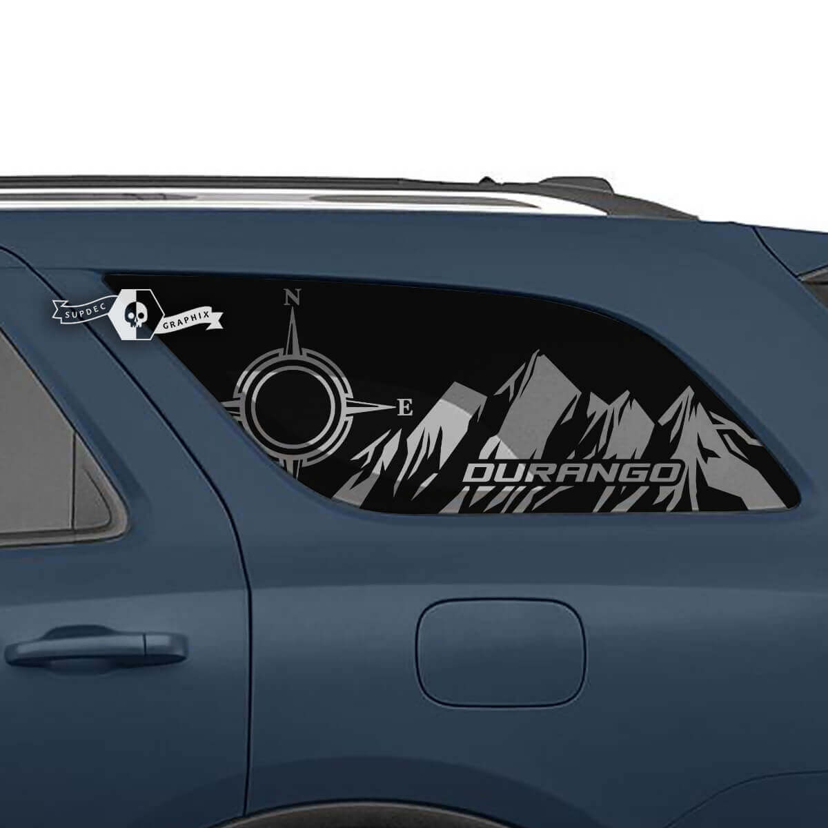2x Dodge Durango Side Rear Window Mountains Compass Decal Vinyl Sticker
