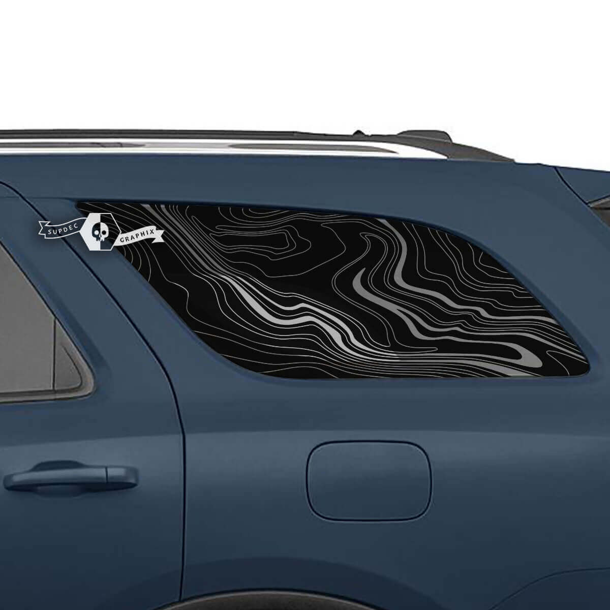 Paar Dodge Durango Side Rear Window Topographic Map Aufkleber Vinyl-Aufkleber
