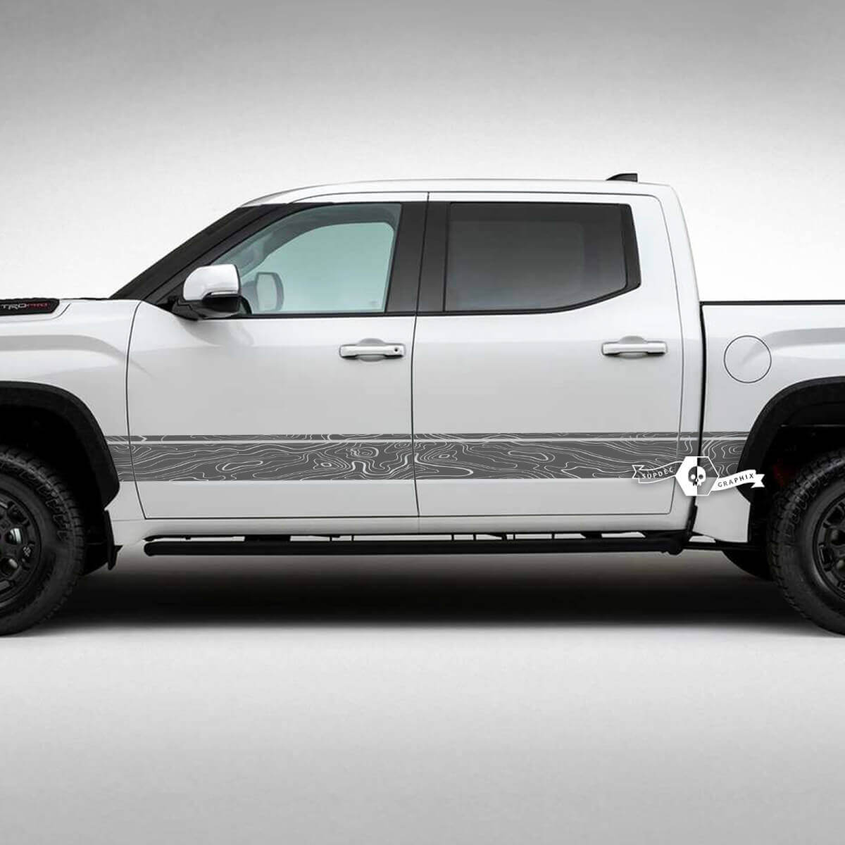 Topographische Karte Seitenstreifen Vinyl Aufkleber Set für Toyota Tundra