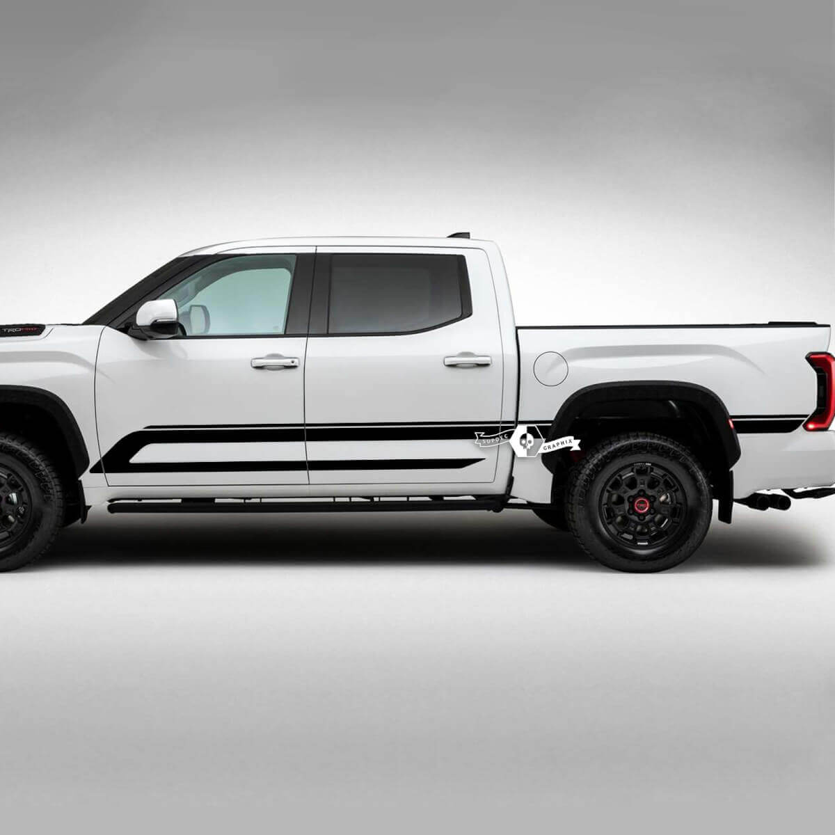 Paar Toyota Tundra Vintage Retro-Türen, Bettseite, hintere Kotflügelverkleidung, Doppelstreifen, Vinyl-Aufkleber
