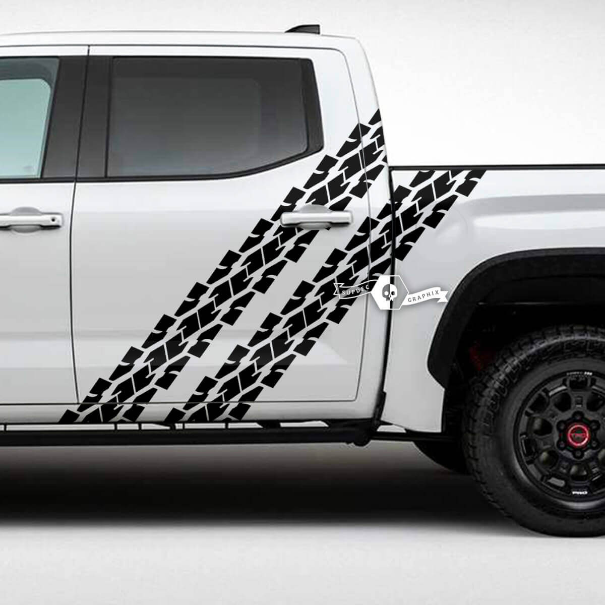 Paar Toyota Tundra Vintage-Türen, seitliche Doppelstreifen, topografische Karte, Vinyl-Aufkleber
