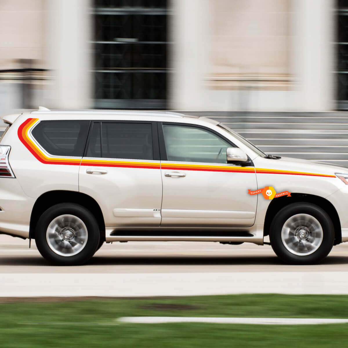 Lexus 2016 GX460 Retro-Vintage-Streifen im Stil des 40-jährigen Jubiläums des Toyota 4runner. Seitenaufkleber-Grafik

