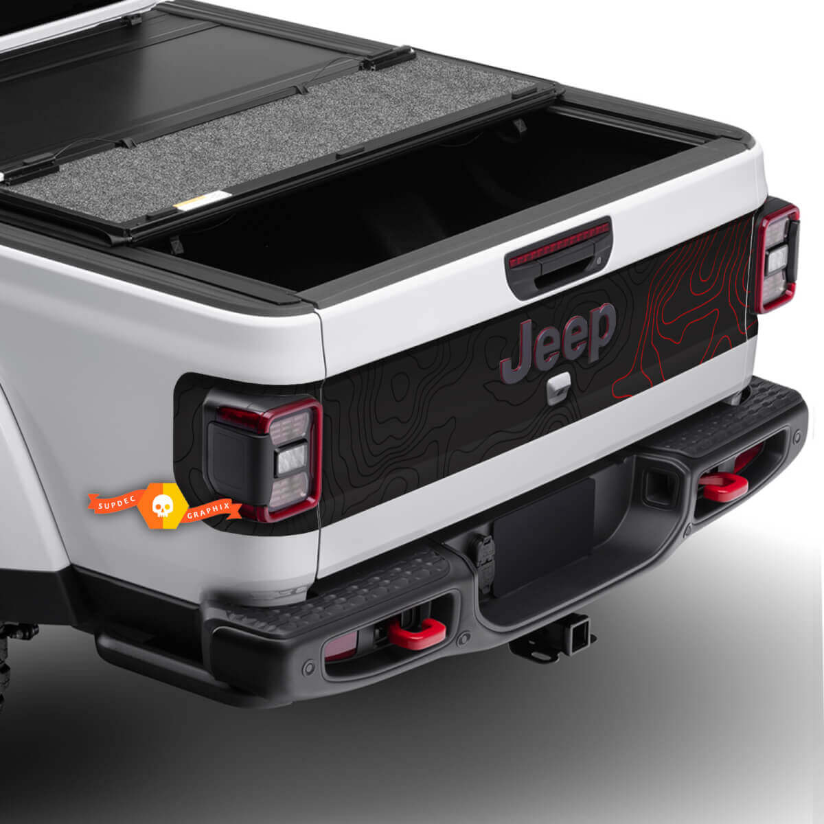 Jeep Gladiator Tür Kofferraum Heckklappe Topografische Karte Aufkleber Aufkleber Vinyl Grafiken 3 Farben
