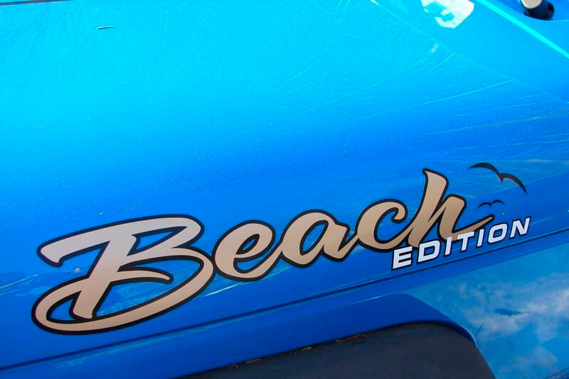 Beach Edition Hauben-Seiten-Vinylaufkleber-Set für Jeep-Fahrzeuge