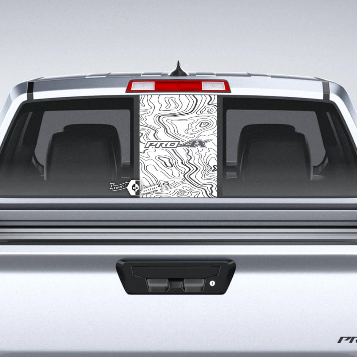 Pro-4X Topographischer Stil Heckscheiben-Aufkleber für Nissan Frontier