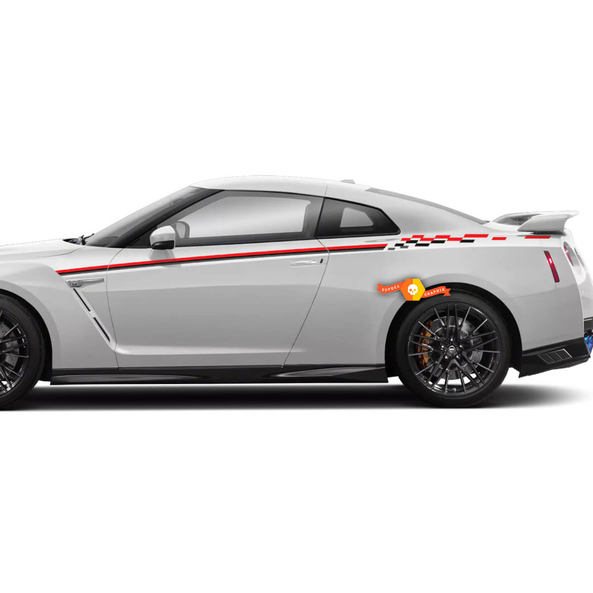 Paar Nissan Skyline GTR R35 Nismo Inspired R Tune Türkörper-Streifen-Aufkleber-Set, 3 Farben
