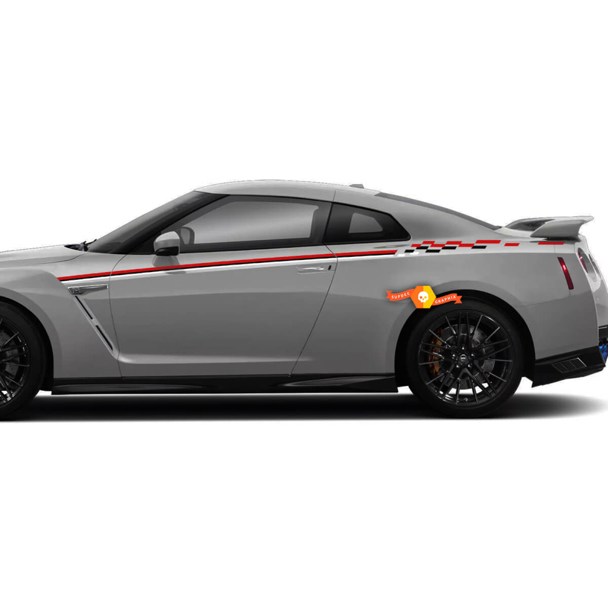 Paar Nissan Skyline GTR R35 Nismo Inspired R Tune Türkörperstreifen-Aufkleber-Set, 2 Farben

