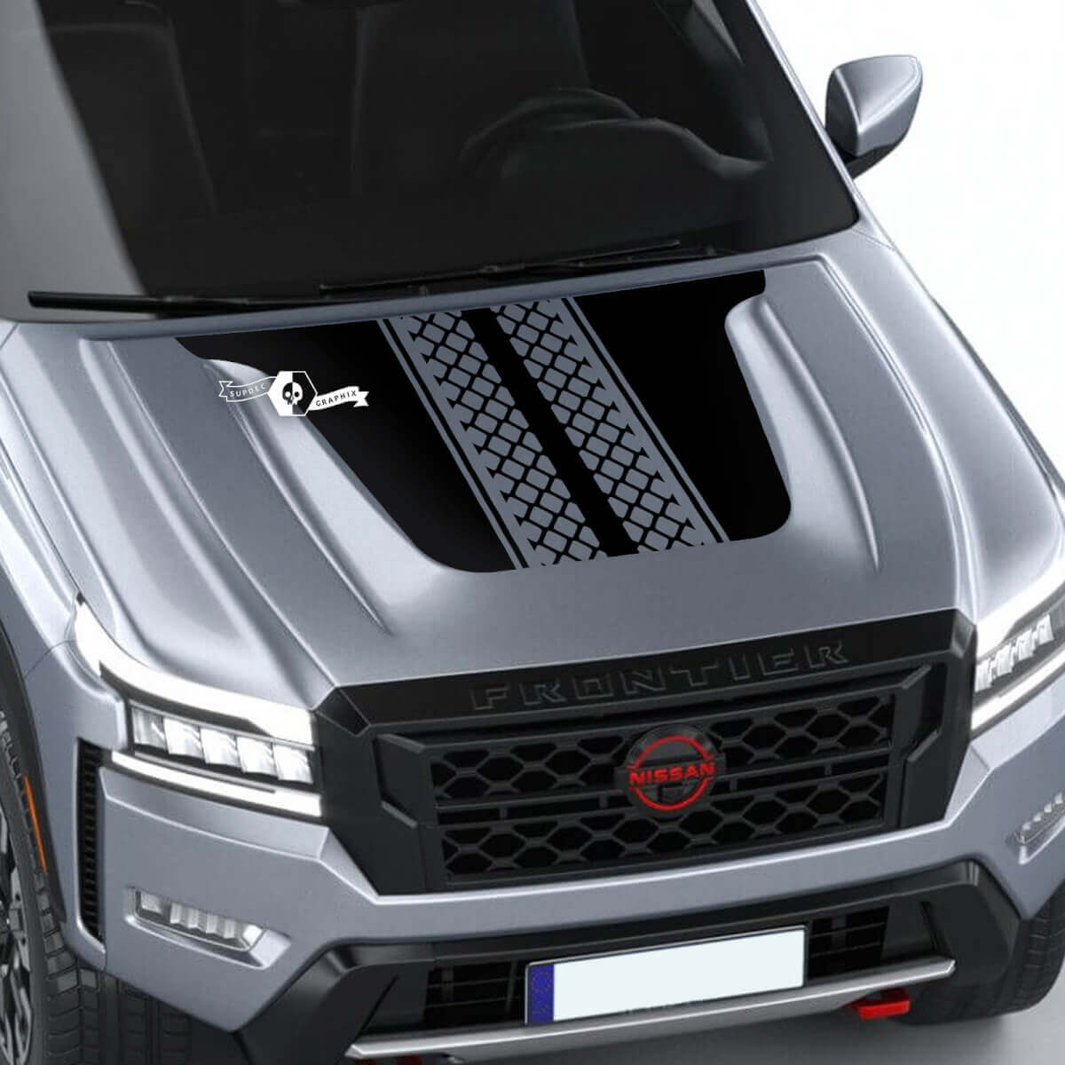 Nissan Frontier S SV Pro-4x Motorhaubenaufkleber, Vinyl, Reifenspur, Off-Road, Dual-Blackout-Grafikaufkleber
