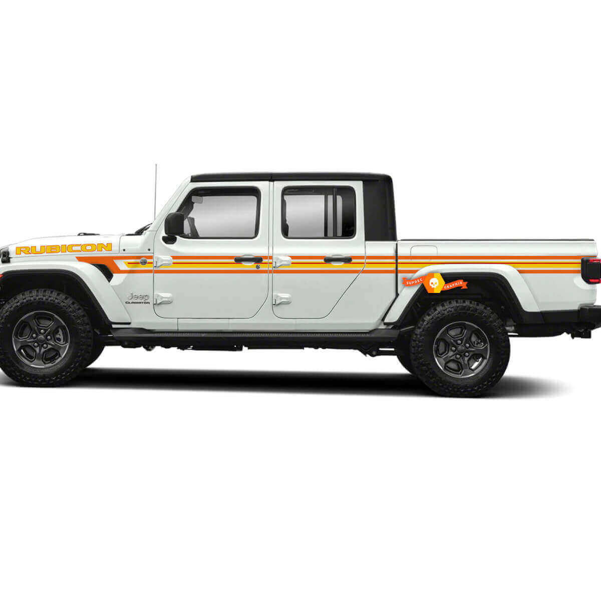 Retro-Stil Motorhauben- und Seitenstreifen Vinyl-Aufkleber-Set für Jeep Gladiator