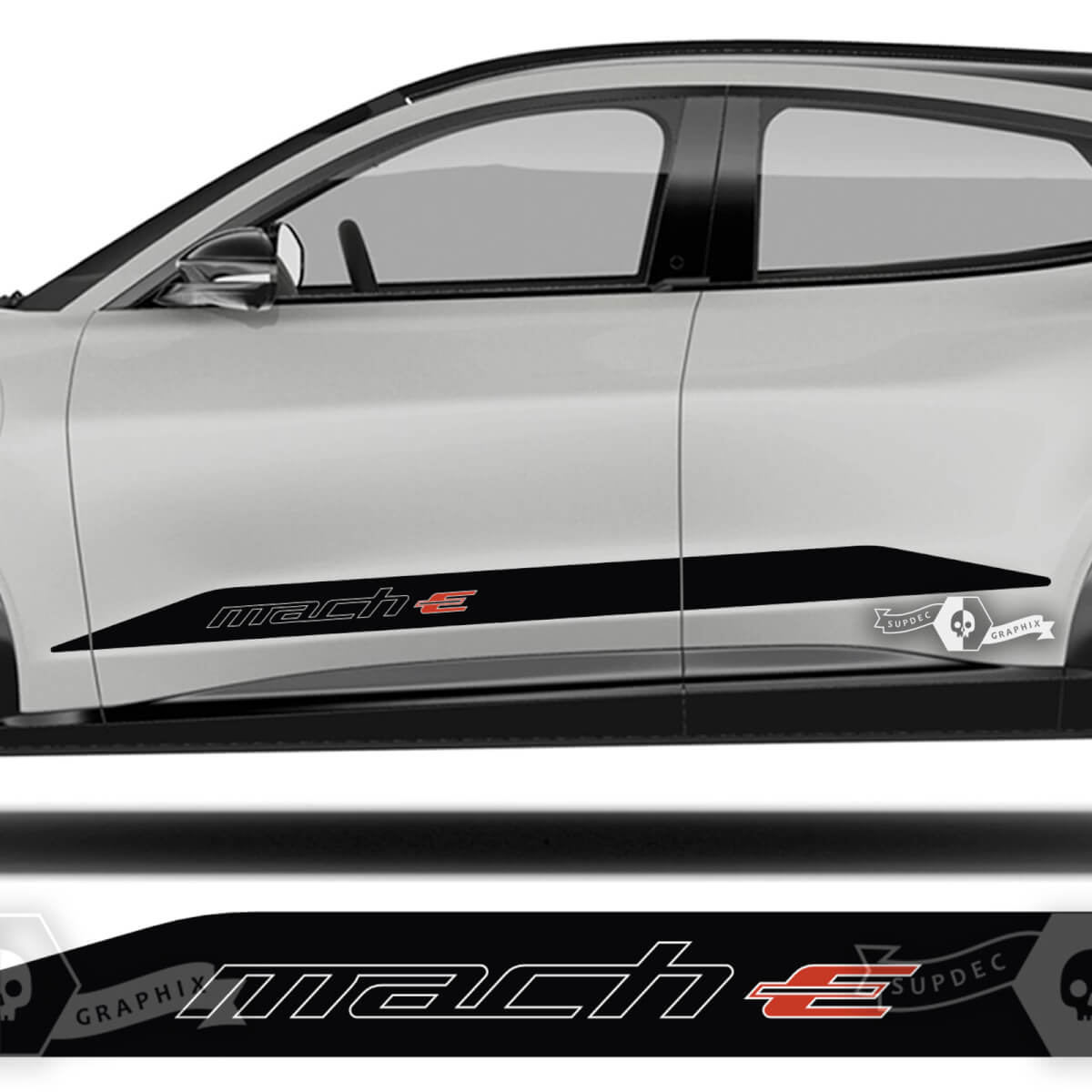 Paar Ford Mustang MACH-E MACH E Rocker Panel Stripes Türaufkleber Vinylaufkleber 2 Farben
