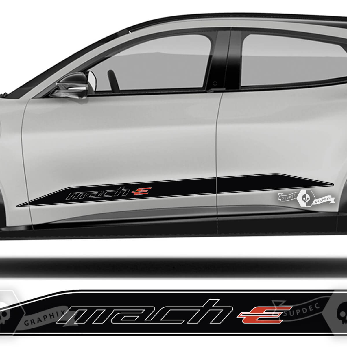 Paar Ford Mustang MACH-E MACH E Rocker Panel Zierstreifen Türaufkleber Vinylaufkleber 2 Farben
