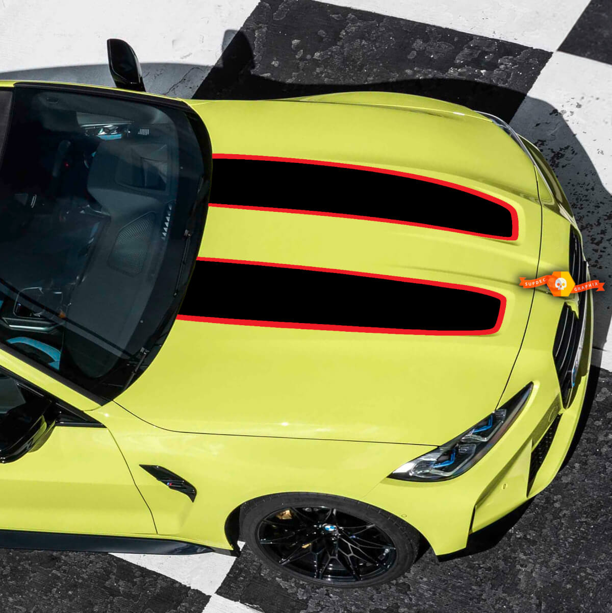 Komplettset im CS CSL-Stil für BMW M4 M3 G82 G83 M Performance Hood Vinyl-Aufkleber
