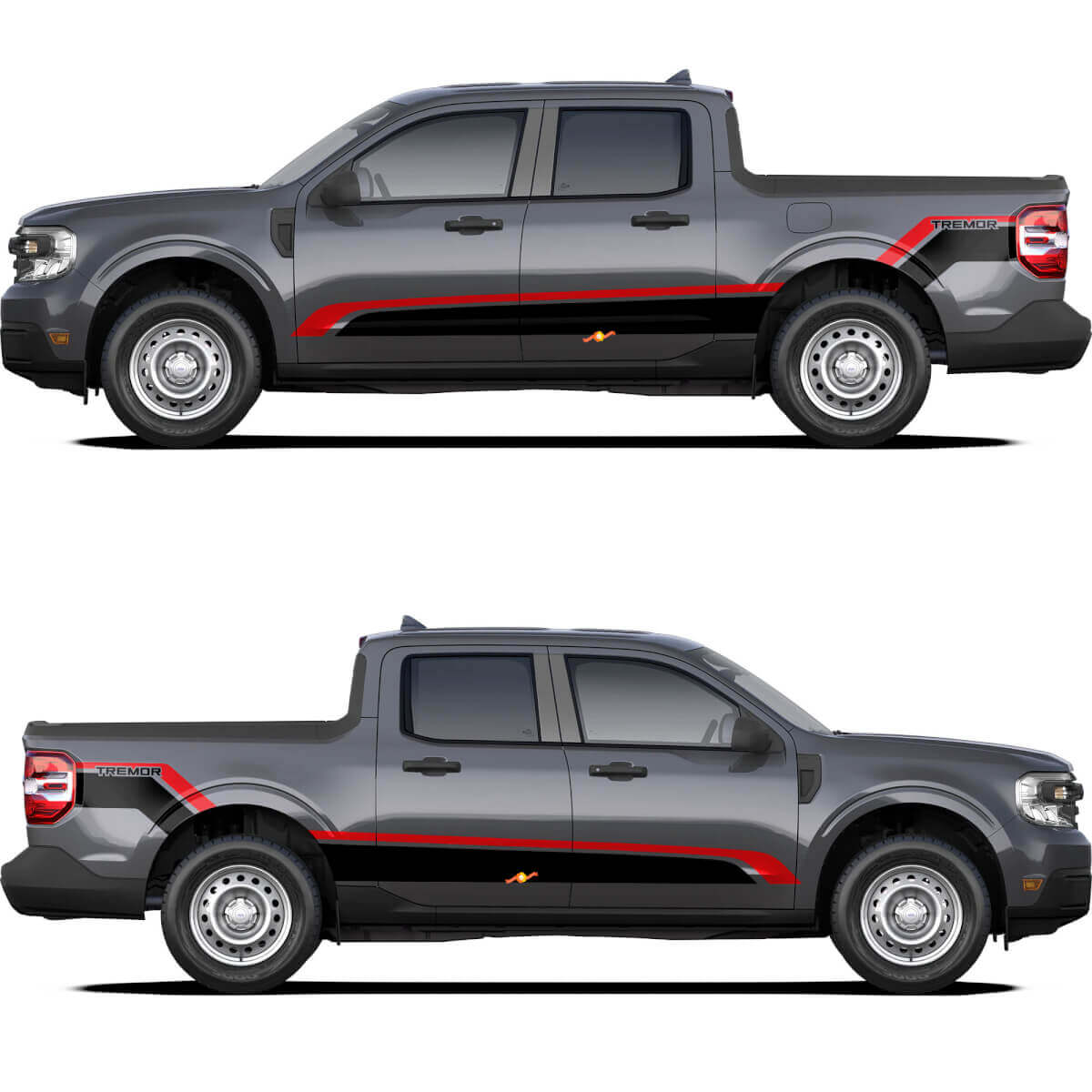 Topografische Karte Motorhauben- und Seitliche Streifen Vinyl-Design-Set für Musclecar Maverick Tremor