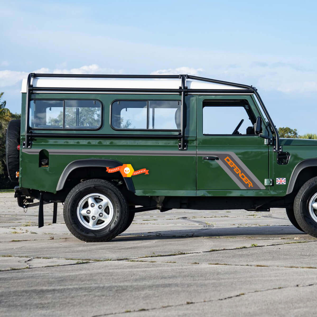 Land Rover Defender 110 3-türiger Seitentüren-Aufkleber

