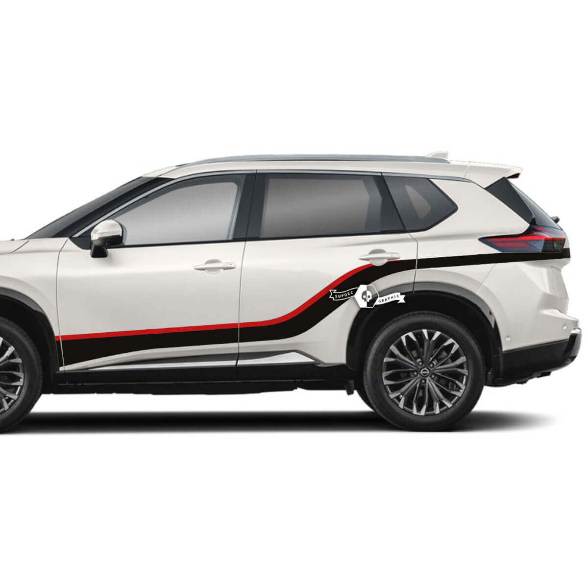 Doppelte gebogene Seitenstreifen Vinyl-Aufkleber-Kit für Nissan Rogue