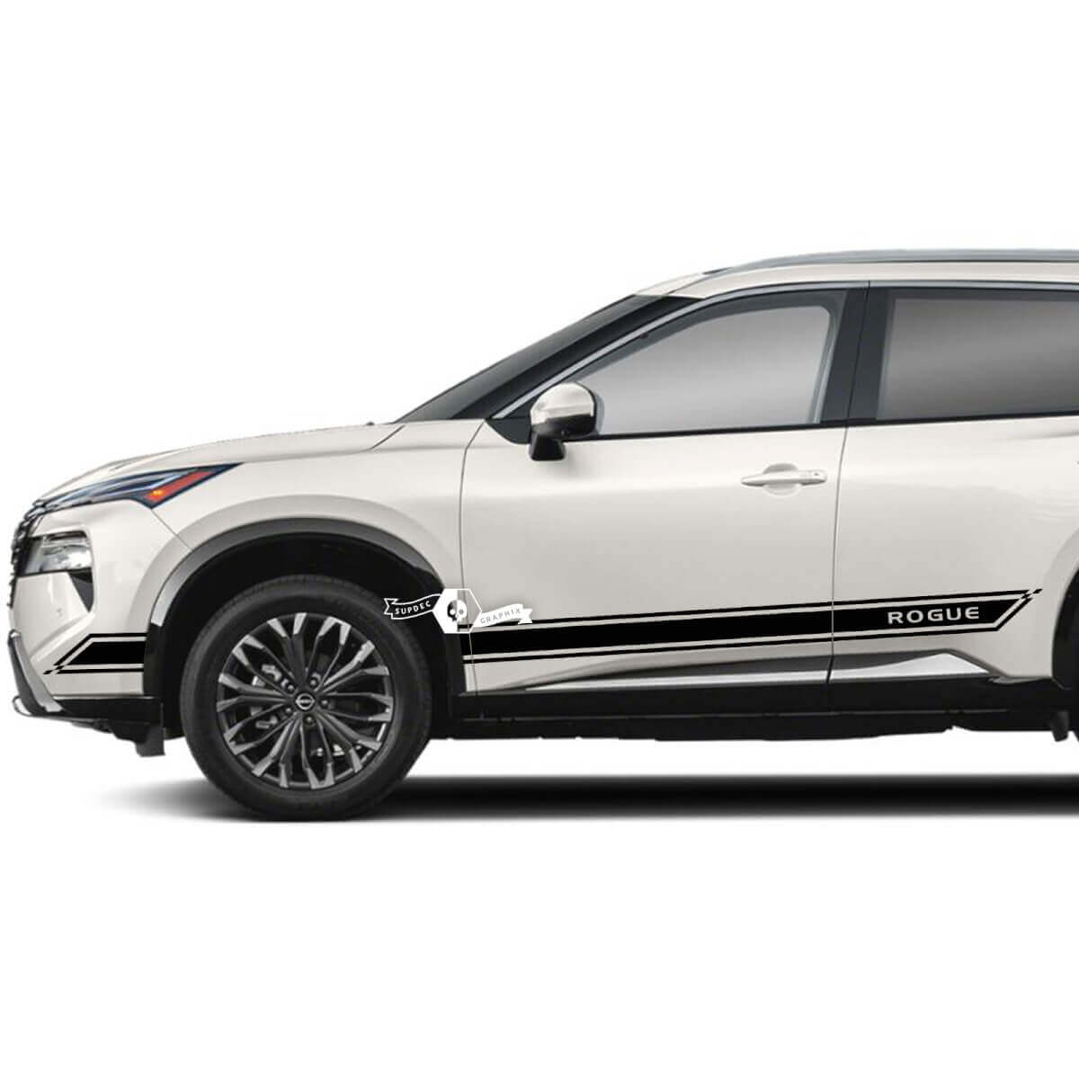 Paar Nissan Rogue Side Door Rocker Panel Stripes Aufkleber Aufkleber Vinyl Grafik
