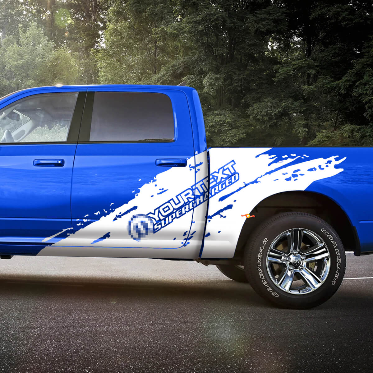 Supercharged Mopar Stil Seiten Vinylaufkleber Set für Dodge Ram 1500