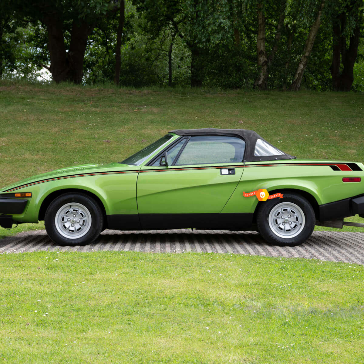 Nachbildung der originalen Seitenstreifen-Logos Aufkleber Dekore 2 für Triumph TR7