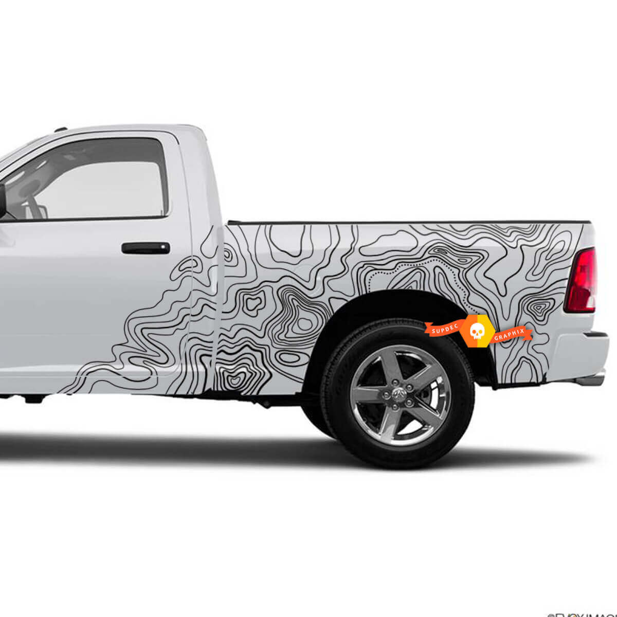 Topographischer Kartenstil Seiten-Vinylaufkleber für Dodge Ram 1500