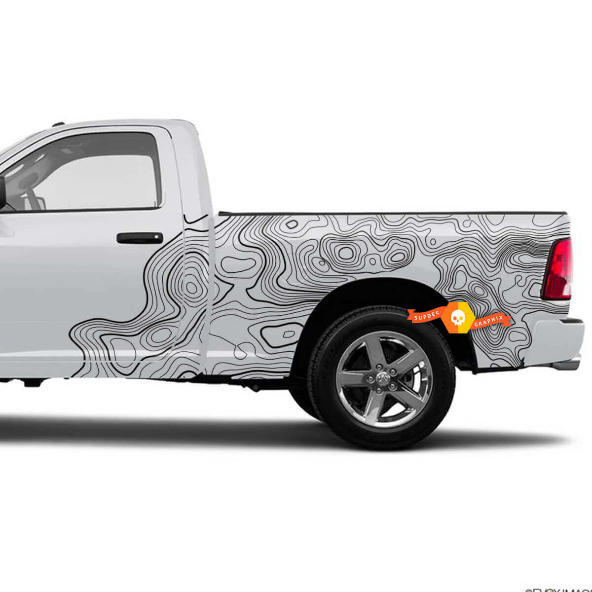 Topographische Karte Seitentüren Ladefläche Lkw Vinyl Aufkleber Decal Grafik 2 für Dodge Ram