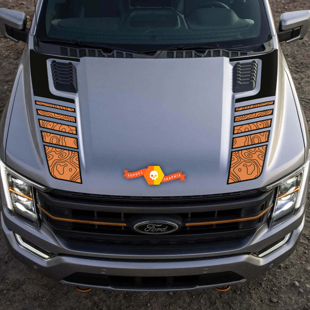 Musclecar truck Tremor Pickup Hood Graphics Topografische Karte Musclecar Vinyl Aufkleber Aufkleber 2 Farben
