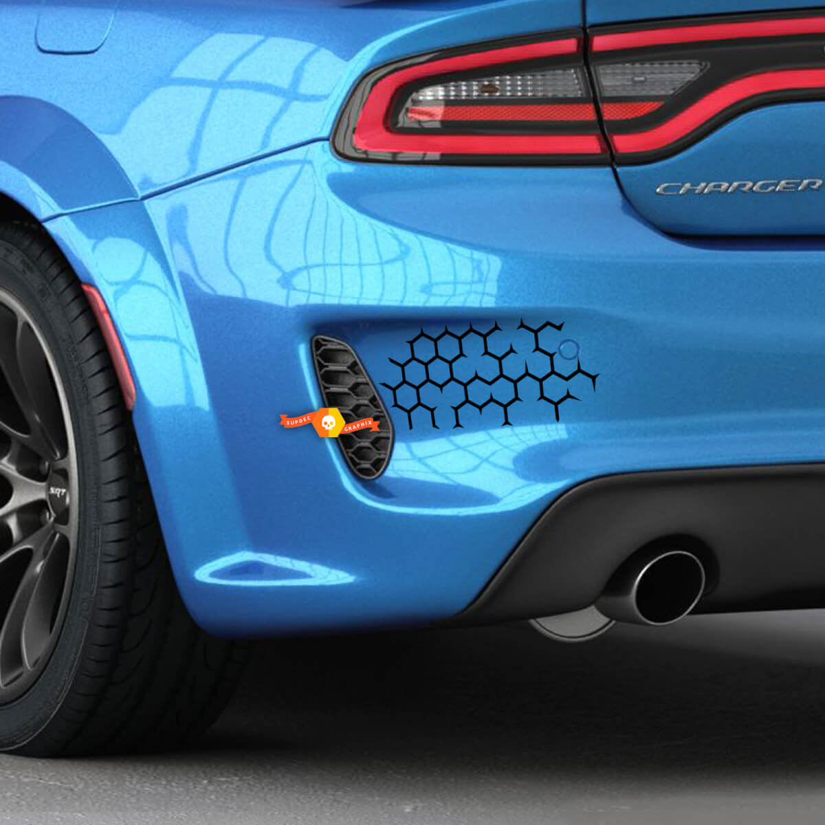 Paar Dodge Charger SRT HONEYCOMB TRUNK Vinyl Aufkleber Grafikaufkleber
