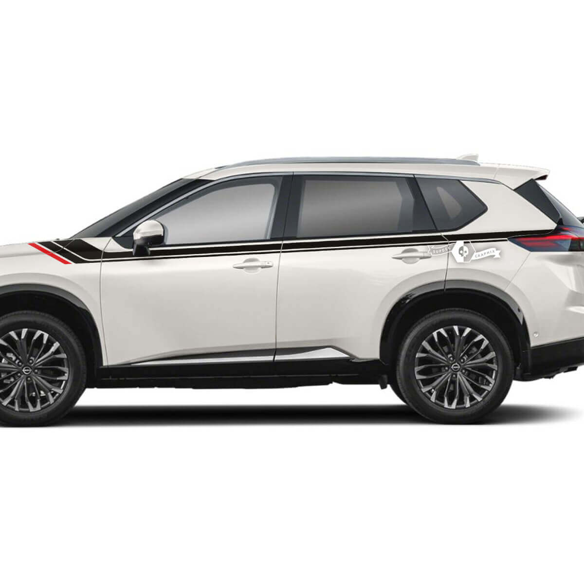 Paar Nissan Rogue Seitentür-Heckfender-Streifen-Aufkleber, Vinyl-Grafik, 2 Farben
