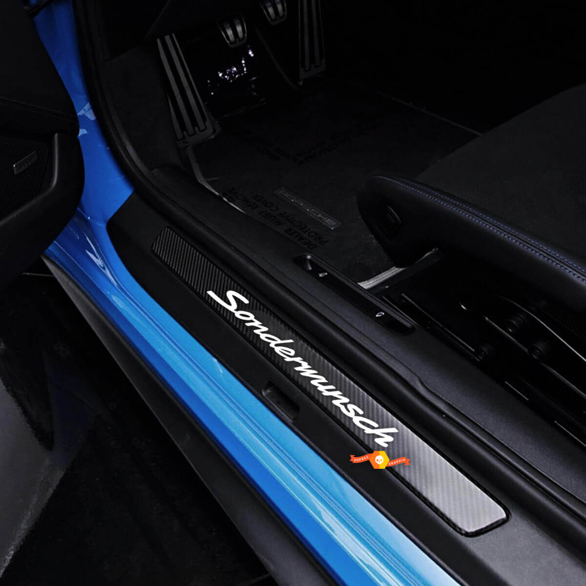 Porsche 911 GT3 RS (992) Sonderwunsch seitlicher Vinyl-Aufkleber für Einstiegsleisten
