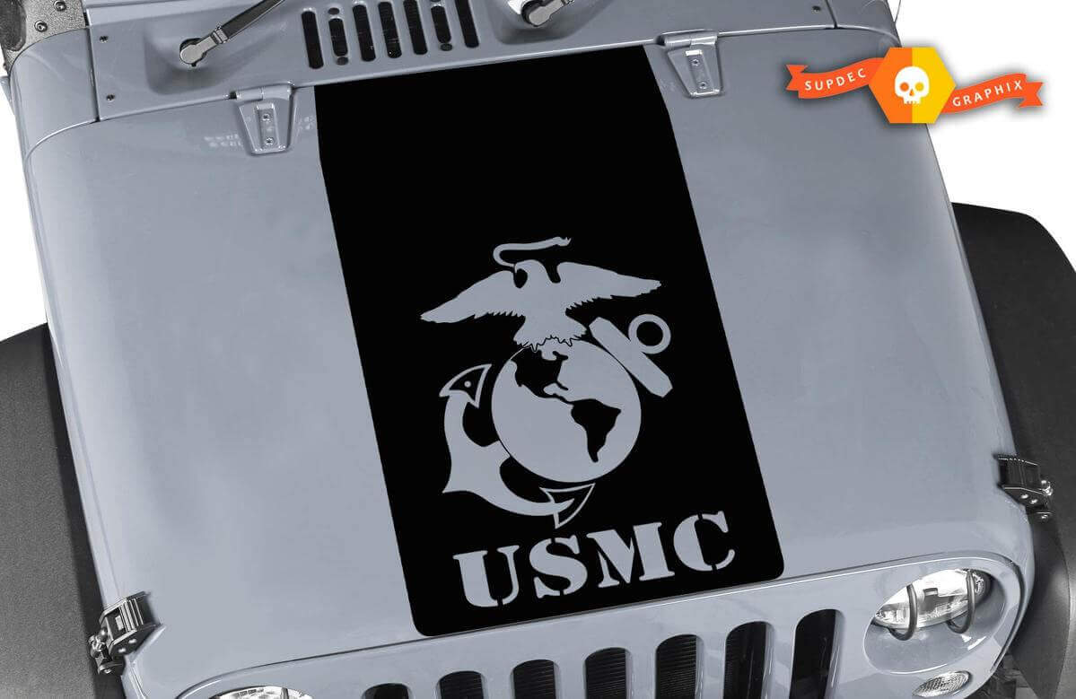 USMC Blackout Haube Vinyl-Aufkleber für Jeep Wrangler TJ LJ JK Unlimited