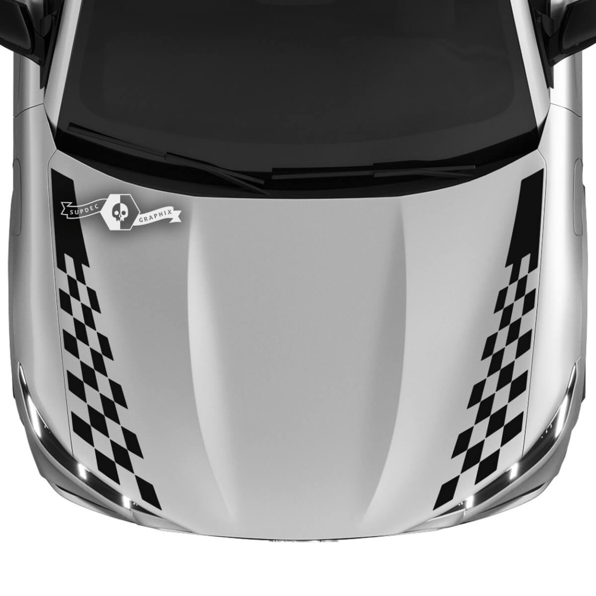 2x karierter Motorhaubenstreifen-Aufkleber für Ford Mustang MACH-E MACH E Vinyl-Aufkleber
